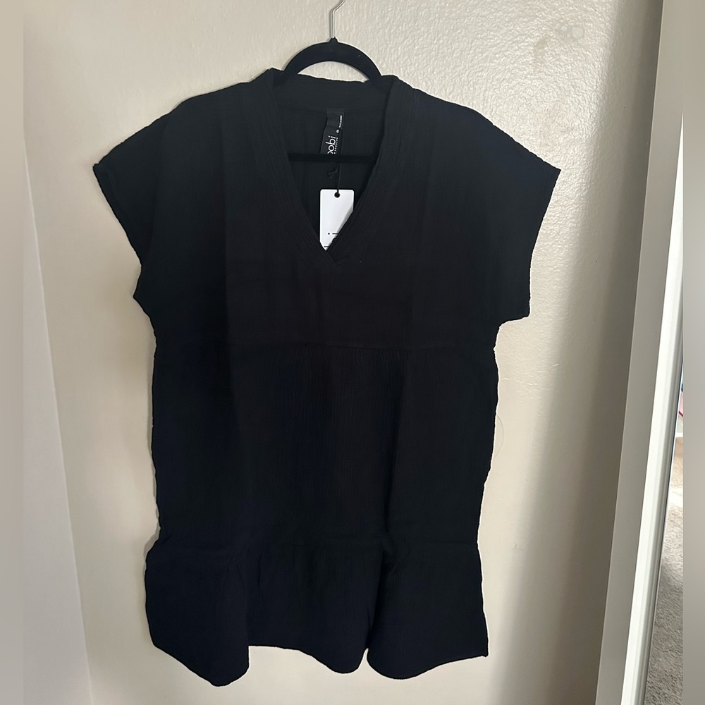 Bobi DROP SHOULDER TIERED DRESS
